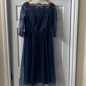 COPY - ChiChi London navy lace/tulle sweetheart full skirt bridesmaid dress